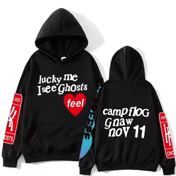 “Lucky Me I See Ghosts"Camp Flog Gnaw Hoodie (XL) Black for Men & Women - Picture 3 of 3